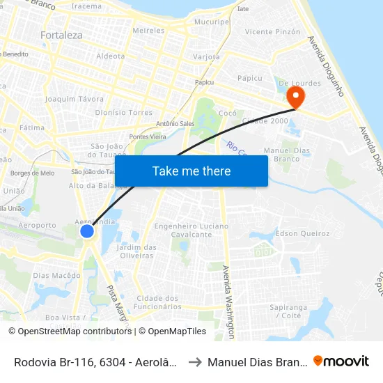 Rodovia Br-116, 6304 - Aerolândia to Manuel Dias Branco map