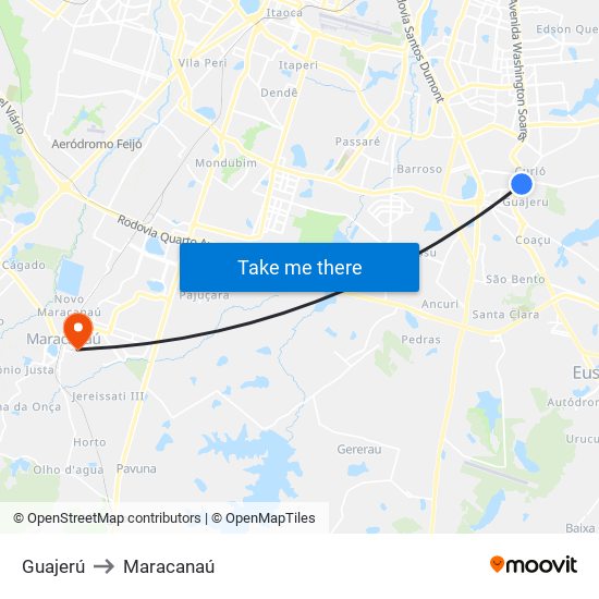 Guajerú to Maracanaú map