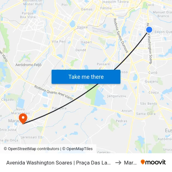 Avenida Washington Soares | Praça Das Lavadeiras - Engenheiro Luciano Cavalcante to Maracanaú map