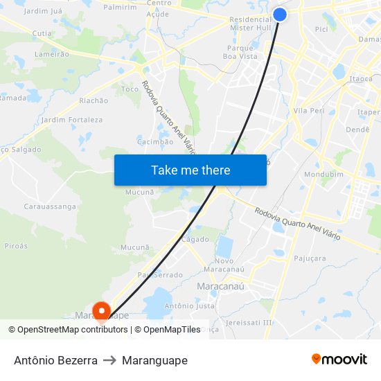 Antônio Bezerra to Maranguape map