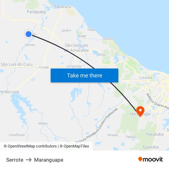 Serrote to Maranguape map