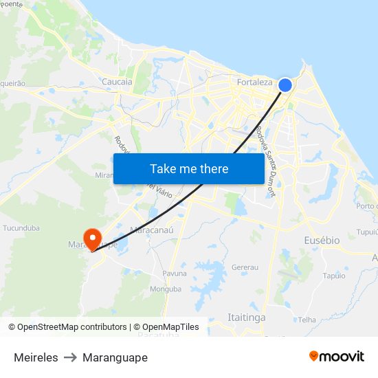 Meireles to Maranguape map