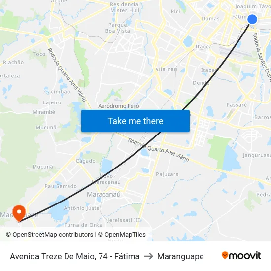 Avenida Treze De Maio, 74 - Fátima to Maranguape map