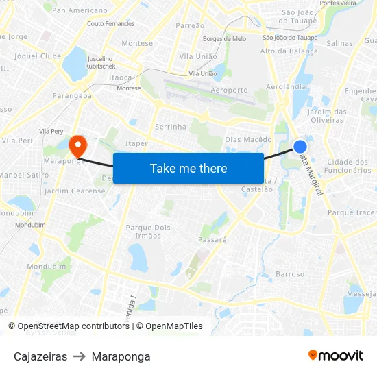 Cajazeiras to Maraponga map