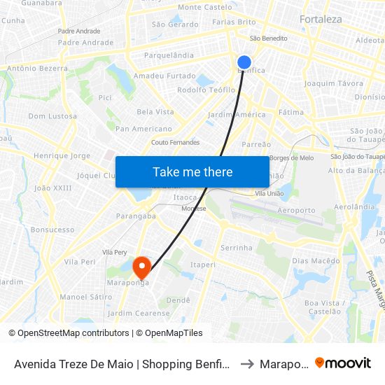 Avenida Treze De Maio | Shopping Benfica - Benfica to Maraponga map
