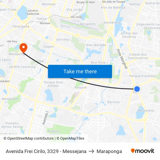 Avenida Frei Cirilo, 3329 - Messejana to Maraponga map