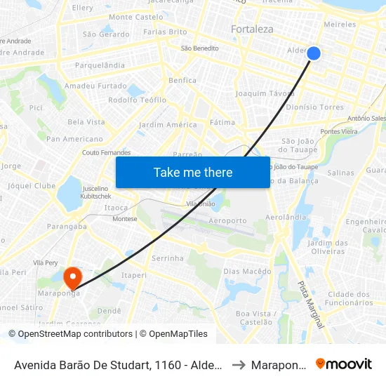 Avenida Barão De Studart, 1160 - Aldeota to Maraponga map