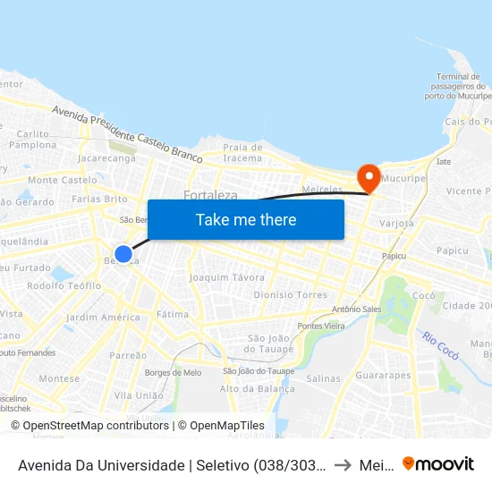 Avenida Da Universidade | Seletivo (038/303/305/307/314/331) - Benfica to Meireles map