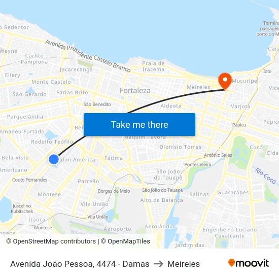 Avenida João Pessoa, 4474 - Damas to Meireles map