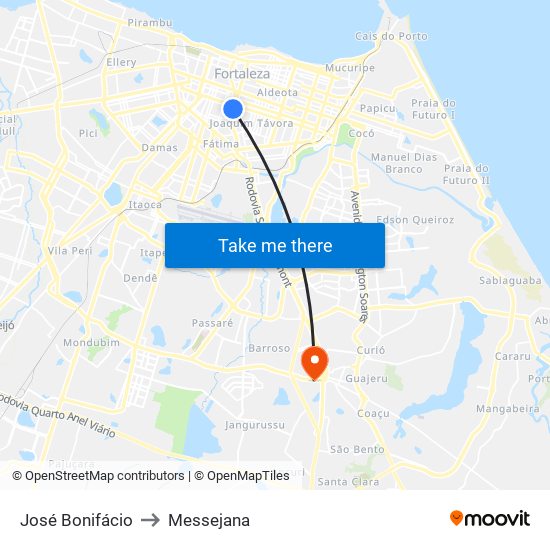 José Bonifácio to Messejana map
