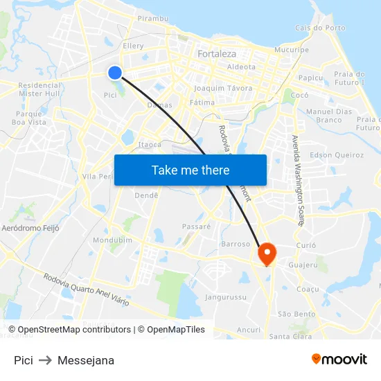 Pici to Messejana map