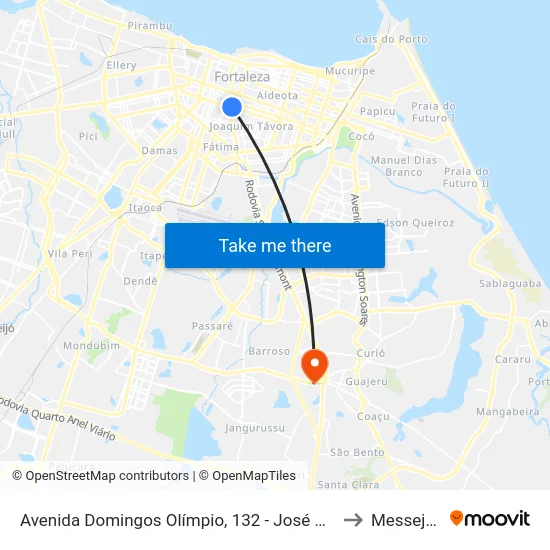 Avenida Domingos Olímpio, 132 - José Bonifácio to Messejana map