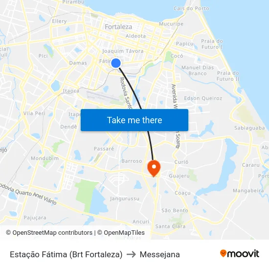 Estação Fátima (Brt Fortaleza) to Messejana map
