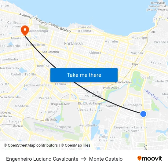 Engenheiro Luciano Cavalcante to Monte Castelo map