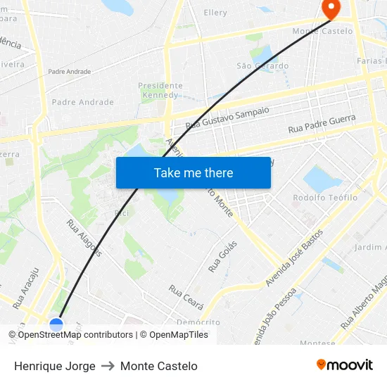 Henrique Jorge to Monte Castelo map