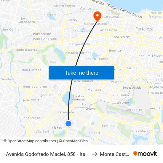Avenida Godofredo Maciel, 858 - Itaperi to Monte Castelo map