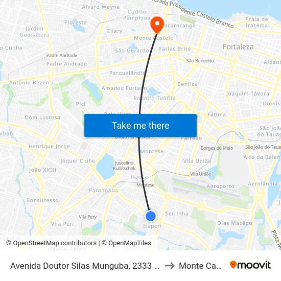 Avenida Doutor Silas Munguba, 2333 - Serrinha to Monte Castelo map
