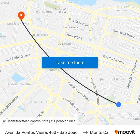 Avenida Pontes Vieira, 460 - São João Do Tauape to Monte Castelo map
