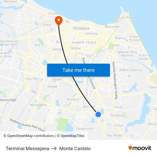 Terminal Messejana to Monte Castelo map