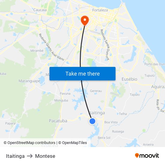 Itaitinga to Montese map