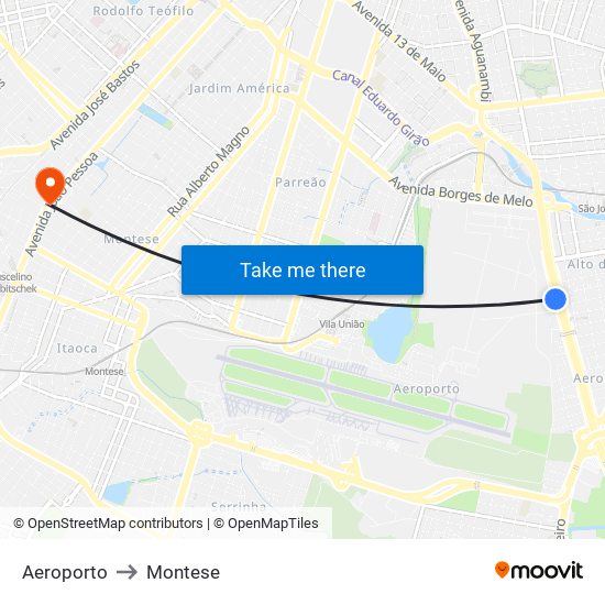 Aeroporto to Montese map