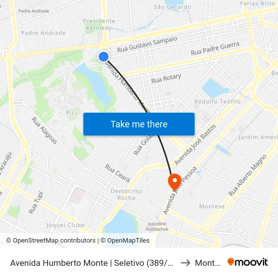 Avenida Humberto Monte | Seletivo (389/703) - Pici to Montese map