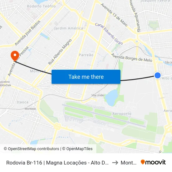 Rodovia Br-116 | Magna Locações - Alto Da Balança to Montese map