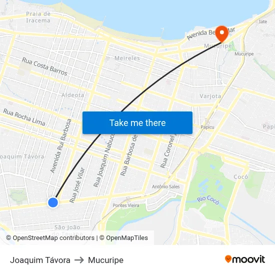 Joaquim Távora to Mucuripe map