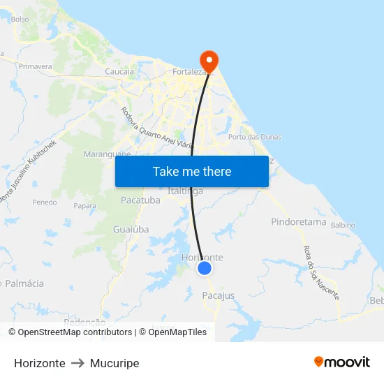 Horizonte to Mucuripe map
