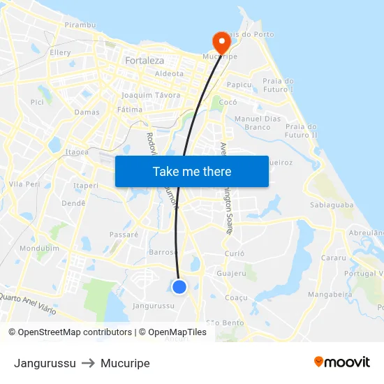 Jangurussu to Mucuripe map