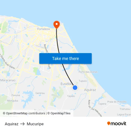 Aquiraz to Mucuripe map