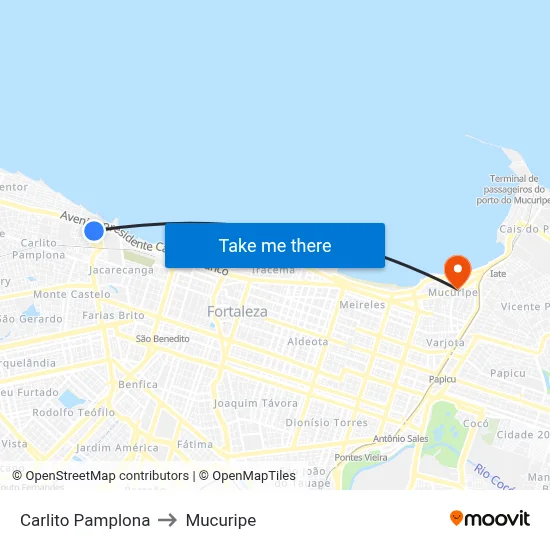 Carlito Pamplona to Mucuripe map