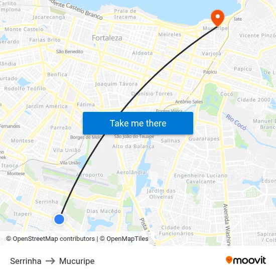 Serrinha to Mucuripe map