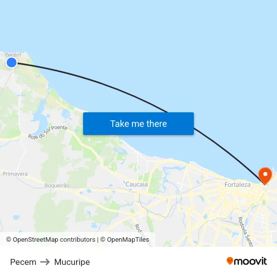 Pecem to Mucuripe map