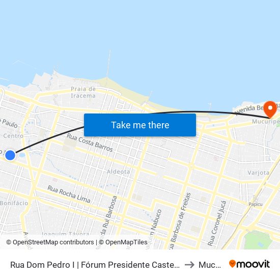 Rua Dom Pedro I | Fórum Presidente Castelo Branco - Centro to Mucuripe map