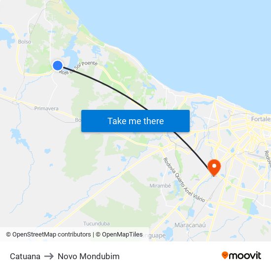 Catuana to Novo Mondubim map