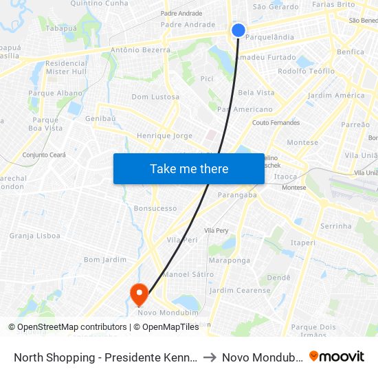 North Shopping - Presidente Kennedy to Novo Mondubim map