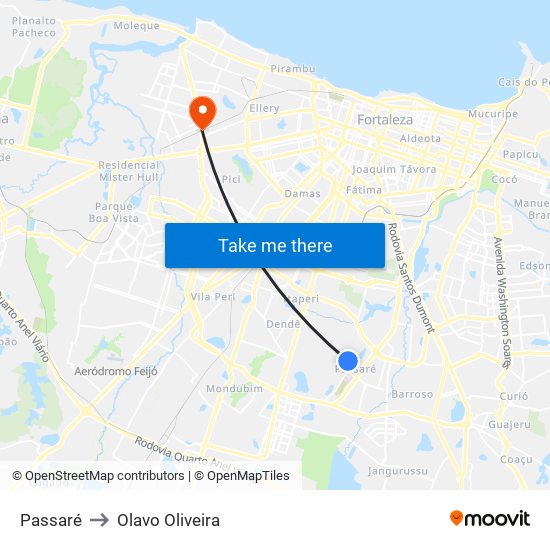 Passaré to Olavo Oliveira map