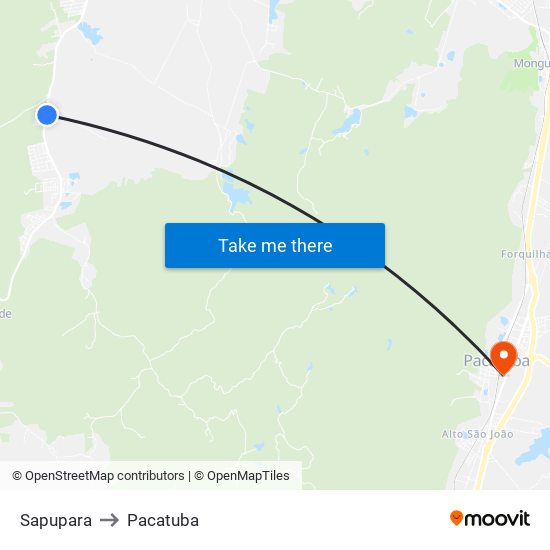 Sapupara to Pacatuba map