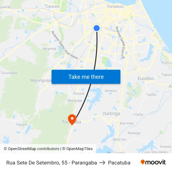 Rua Sete De Setembro, 55 - Parangaba to Pacatuba map