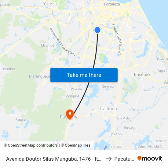 Avenida Doutor Silas Munguba, 1476 - Itaperi to Pacatuba map