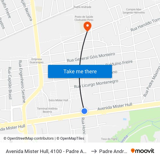 Avenida Mister Hull, 4100 - Padre Andrade to Padre Andrade map