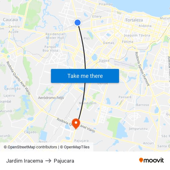 Jardim Iracema to Pajucara map