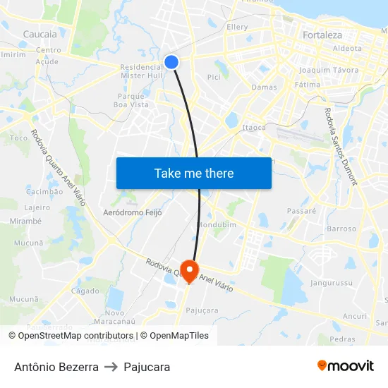 Antônio Bezerra to Pajucara map