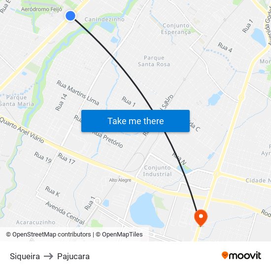 Siqueira to Pajucara map