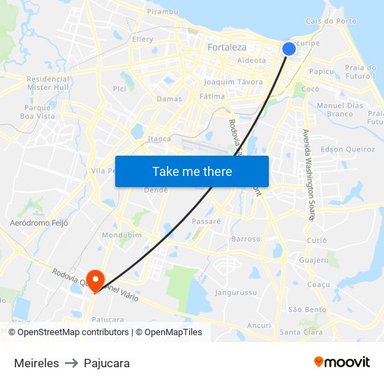 Meireles to Pajucara map