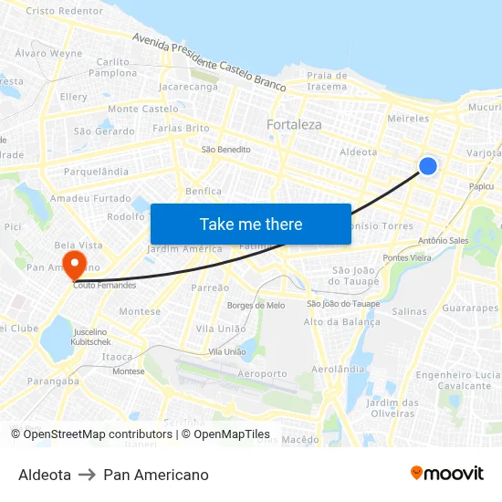Aldeota to Pan Americano map