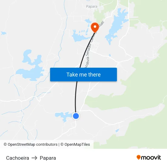 Cachoeira to Papara map