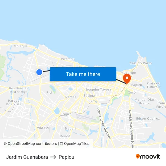 Jardim Guanabara to Papicu map