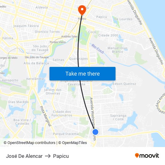 José De Alencar to Papicu map